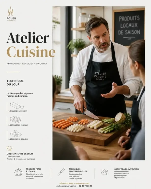 Cours de cuisine à Rouen : un chef professionnel transmet son savoir-faire dans un atelier culinaire