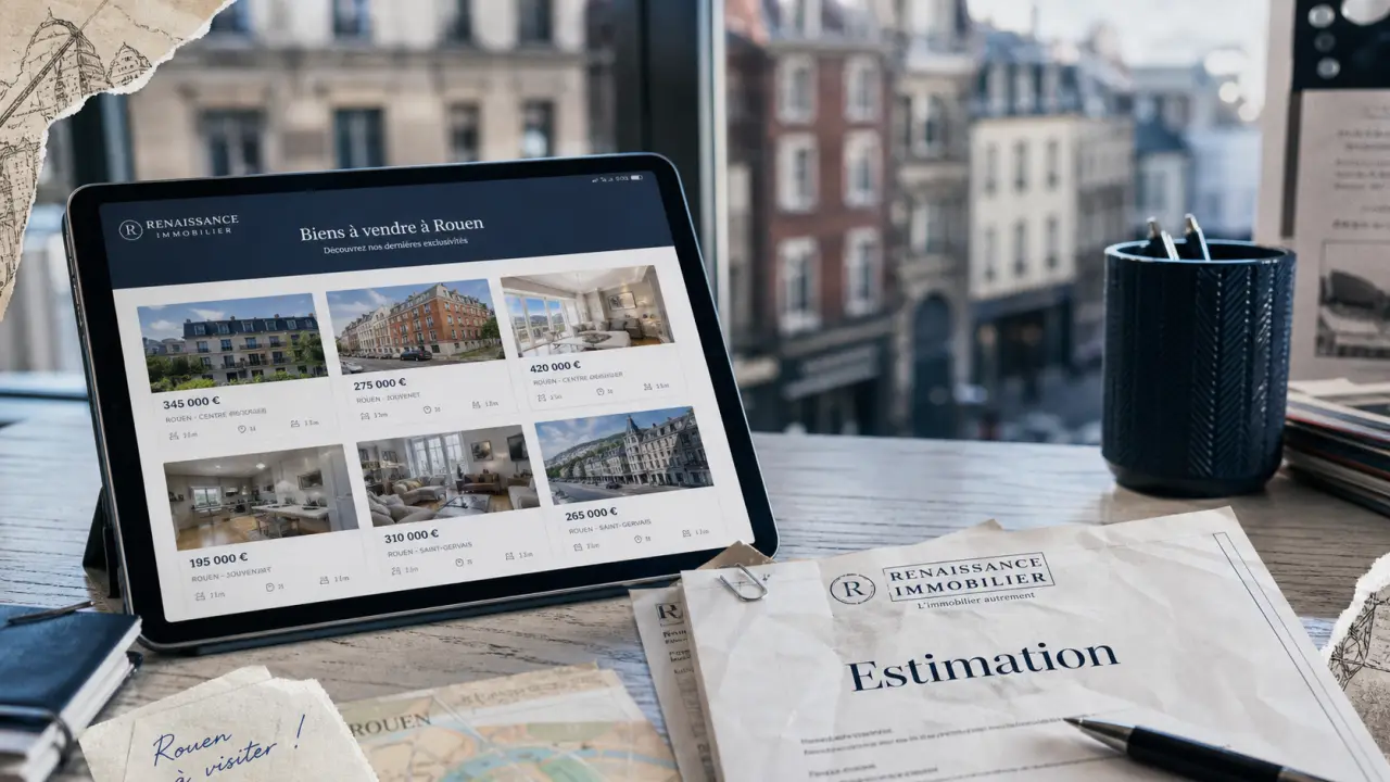 Renaissance immobilier rouen : annonces locatives et estimation sur tablette