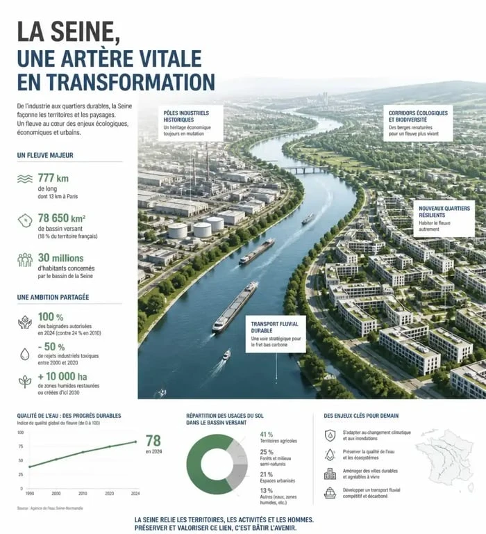 Immobilier basse seine rouen : paysage urbain et résidentiel le long de la Seine