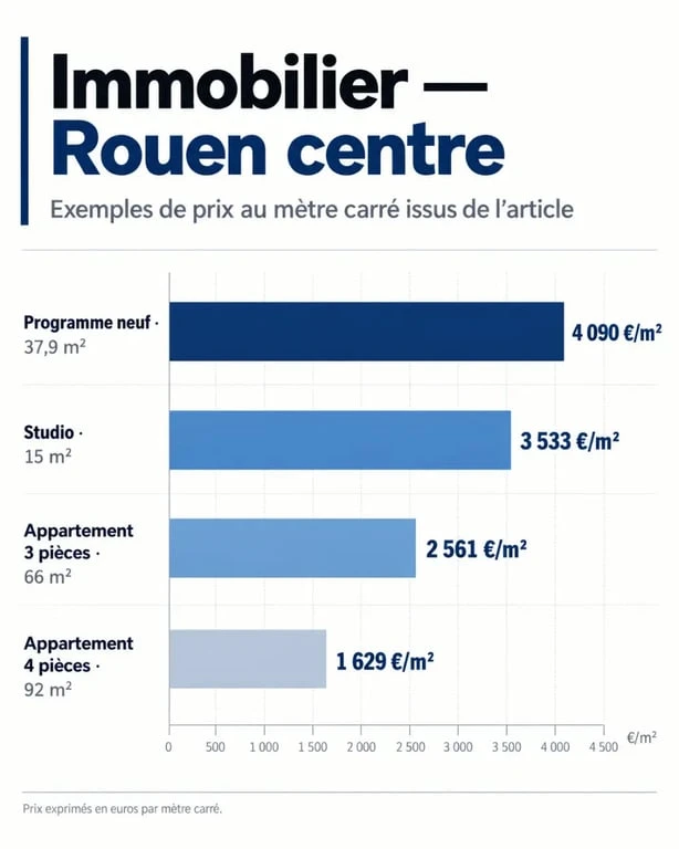 Infographie des prix au mètre carré dans l'immobilier Rouen centre