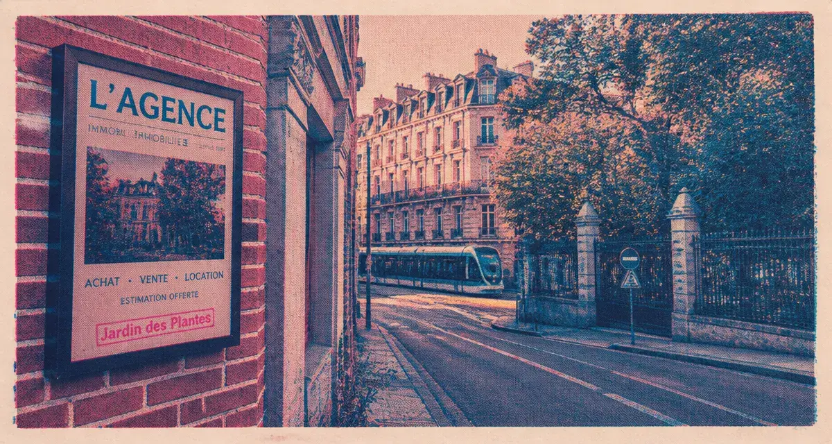 Immobilier jardin des plantes Rouen : rue et façade près du Jardin des Plantes