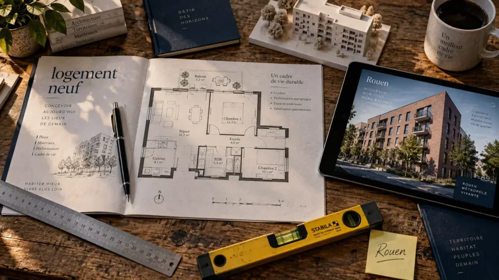 Immobilier neuf conseil Rouen : plan d’étage et accompagnement.