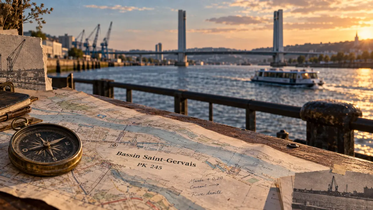 Plan port de rouen : bassin Saint-Gervais au PK 245, près du pont Flaubert